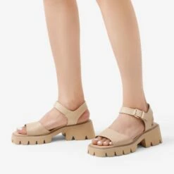 Platform Ankle Strap Chunky Heel Sandals NUDE -DREAM PAIRS Sales 1115 NUDE206