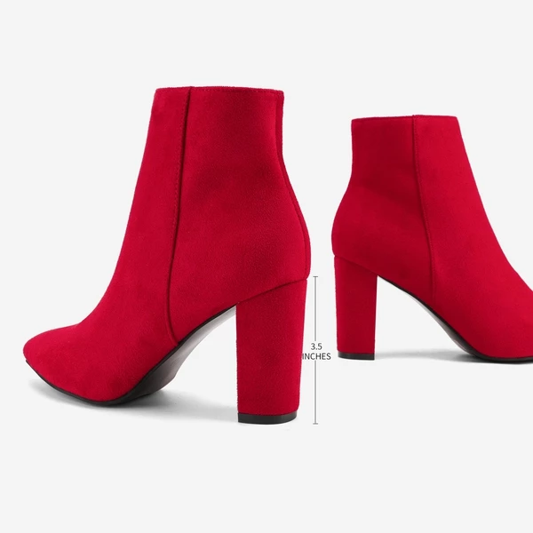 Sianna Chunky High Heel Ankle Booties RED 8 Sianna Chunky High Heel Ankle Booties RED - Image 6