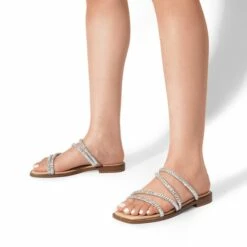Rhinestone Straps Slide Sandals SILVER -DREAM PAIRS Sales 1118 SILVER4