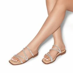 Rhinestone Straps Slide Sandals SILVER -DREAM PAIRS Sales 1118 SILVER7