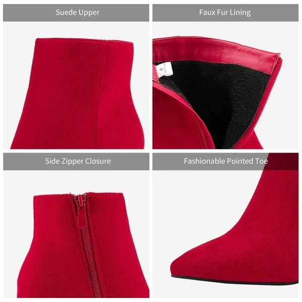 Sianna Chunky High Heel Ankle Booties RED 4 Sianna Chunky High Heel Ankle Booties RED - Image 2