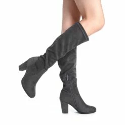 Round-Toe Chunky Heel Knee High Boots GREY -DREAM PAIRS Sales 1130 MIDLEG GREY 7