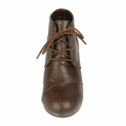 Lace Up Low Wedge Heel Ankle Boots BROWN PU 15 Lace Up Low Wedge Heel Ankle Boots BROWN PU -DREAM PAIRS Sales 1142 TOMSON BROWN 20PU 4