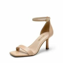 Square Toe Ankle Strap Heels NUDE-PU -DREAM PAIRS Sales 1156 NUDE PU 1