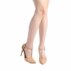 Strappy High Heel Pump Shoes NUDE SUEDE