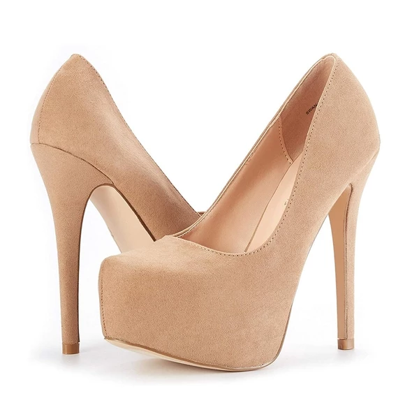 High Heel Stiletto Platform Pumps NUDE SUEDE 7 High Heel Stiletto Platform Pumps NUDE SUEDE - Image 5