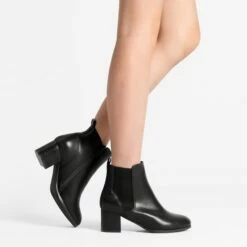 Chelsea Chunky Block Heel Booties BLACK PU