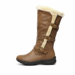 Wide Calf Snow Knee High Boots CAMEL PU