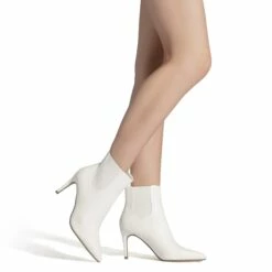 Pointed Toe Stiletto Ankle Booties WHITE PU -DREAM PAIRS Sales 2 108