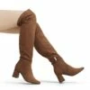 Chunky Over The Knee Boots BROWN SUEDE -DREAM PAIRS Sales 2 118