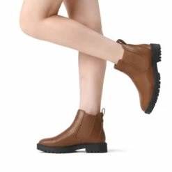 Classic Chelsea Ankle Booties BROWNISH YELLOW PU
