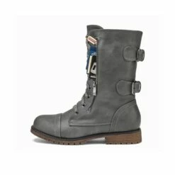 Utilitarian Ankle Mid Calf Combat Boots GREY
