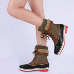 Mid Calf Lace Up Snow Boots BROWN -DREAM PAIRS Sales 2 144