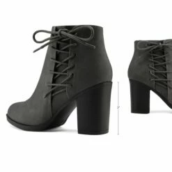 Chicago Chunky Heel Ankle Booties GREY