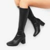 Desire Square Toe Chunky Knee High Gogo Boots BLACK PU -DREAM PAIRS Sales 2 156
