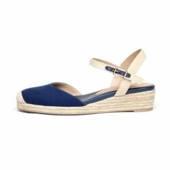 Ankle Strap Closed-Toe Espadrille Wedges NAVY -DREAM PAIRS Sales 2 16