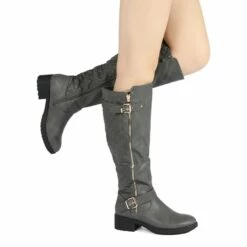 Wide Calf Knee High Riding Boots GREY -DREAM PAIRS Sales 2 163