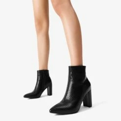 Chunky High Heel Ankle Booties BLACK -DREAM PAIRS Sales 2 175