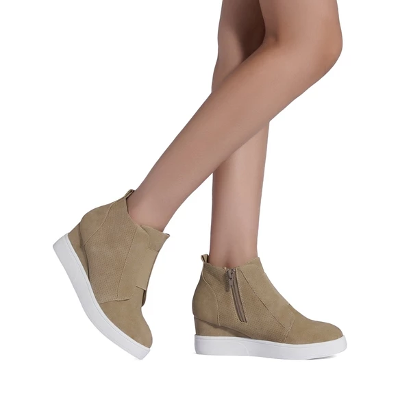Platform Wedge Ankle Booties TAUPE 8 Platform Wedge Ankle Booties TAUPE - Image 6