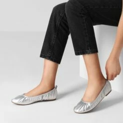 Pleated Round Toe Ballet Flats SILVER 9 Pleated Round Toe Ballet Flats SILVER -DREAM PAIRS Sales 2 191