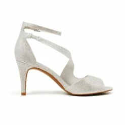 Front Page 36 Women's Open Toe Pump Stylish Heel Sandals SILVER GLITTER