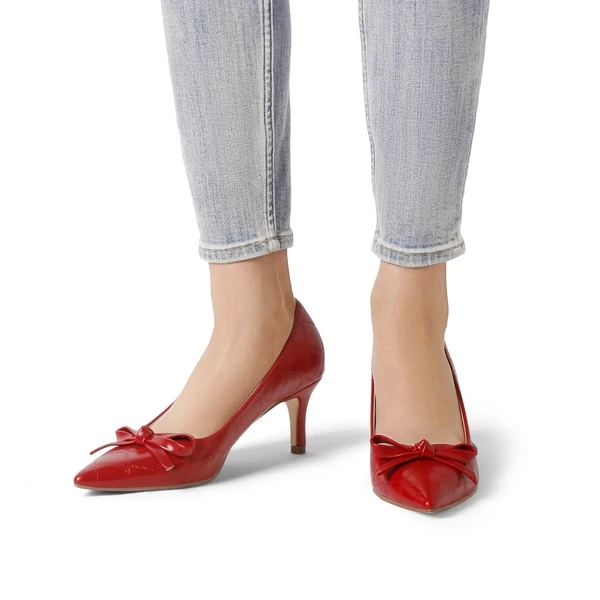 Pointed Toe Kitten Heel Pumps RED PU 7 Pointed Toe Kitten Heel Pumps RED PU - Image 5