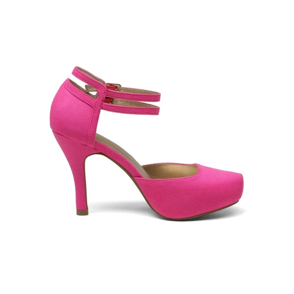 Double Ankle Strap Heel Pumps FUCHSIA SUEDE 6 Double Ankle Strap Heel Pumps FUCHSIA SUEDE - Image 4