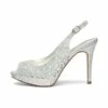 Peep Toe Rhinestone Pumps SILVER GLITTER