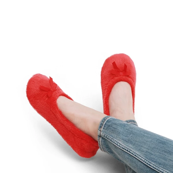 Memory Foam Ballerina House Slippers BURGUNDY 4 Memory Foam Ballerina House Slippers BURGUNDY - Image 2