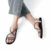 Round Toe Dressy Flat Sandals BLACK WHITE -DREAM PAIRS Sales 2 28