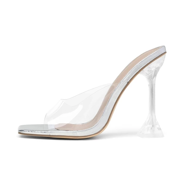 Transparent Stiletto Heel Sandals SLIVER CLEAR 3 Transparent Stiletto Heel Sandals SLIVER CLEAR