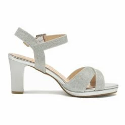 Chunky Heel Ankle Strap Sandals SILVER GLITTER -DREAM PAIRS Sales 2 49