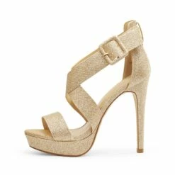Open Toe Strappy Stiletto Sandals GOLD GLITTER -DREAM PAIRS Sales 2 57