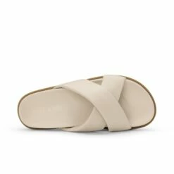 Open Toe Crisscross Slide Flat Sandals BEIGE WHITE 9 Open Toe Crisscross Slide Flat Sandals BEIGE WHITE -DREAM PAIRS Sales 2 61