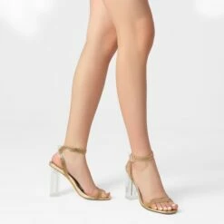 Women's Square Toe Clear Chunky Heel Sandals NUDE CLEAR -DREAM PAIRS Sales 2 62