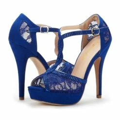 Peep Toe High Heel Platform Sandals ROYAL BLUE -DREAM PAIRS Sales 2 68
