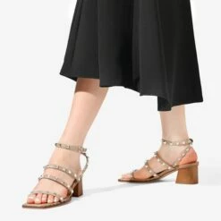 Clear Rhinestone Strappy Chunky Heels NUDE PU RIVET 10 Clear Rhinestone Strappy Chunky Heels NUDE PU RIVET -DREAM PAIRS Sales 2 80