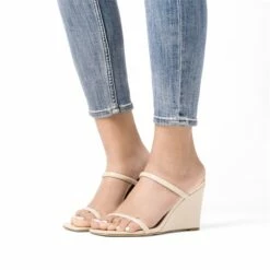 Square Toe Double Wedge Sandals NUDE