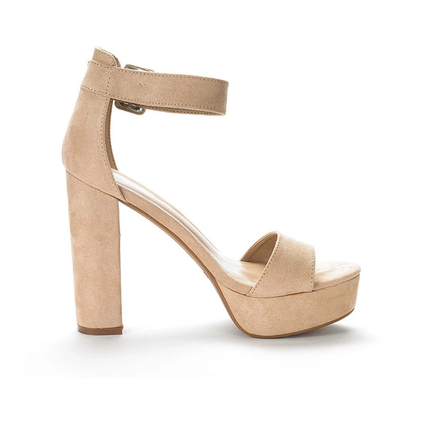 Chunky High Heel Platform Sandals NUDE SUEDE 5 Chunky High Heel Platform Sandals NUDE SUEDE - Image 3
