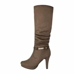 Knee High Platform Heel Boots NATURAL -DREAM PAIRS Sales 2 95