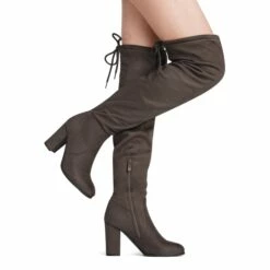 Chunky Thigh High Boots KHAKI -DREAM PAIRS Sales 2 99