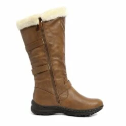 Wide Calf Snow Knee High Boots CAMEL PU -DREAM PAIRS Sales 3 102