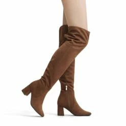 Chunky Over The Knee Boots BROWN SUEDE -DREAM PAIRS Sales 3 116
