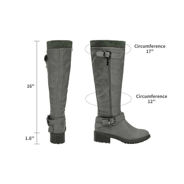 Wide Calf Knee High Boots GREY 4 Wide Calf Knee High Boots GREY - Image 2