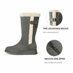Women's Winter Fur Lined Mid Calf Snow Boots GREY -DREAM PAIRS Sales 3 123