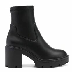 Elastic Chunky Heel Lug Sole Booties BLACK PU 10 Elastic Chunky Heel Lug Sole Booties BLACK PU -DREAM PAIRS Sales 3 138