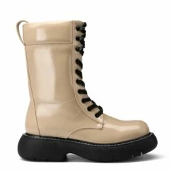 Platform Mid Calf Lace Up Combat Boots NUDE -DREAM PAIRS Sales 3 146