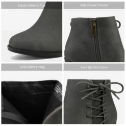 Chicago Chunky Heel Ankle Booties GREY -DREAM PAIRS Sales 3 153