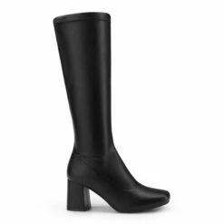 Desire Square Toe Chunky Knee High Gogo Boots BLACK PU -DREAM PAIRS Sales 3 154