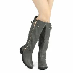 Wide Calf Knee High Riding Boots GREY -DREAM PAIRS Sales 3 162